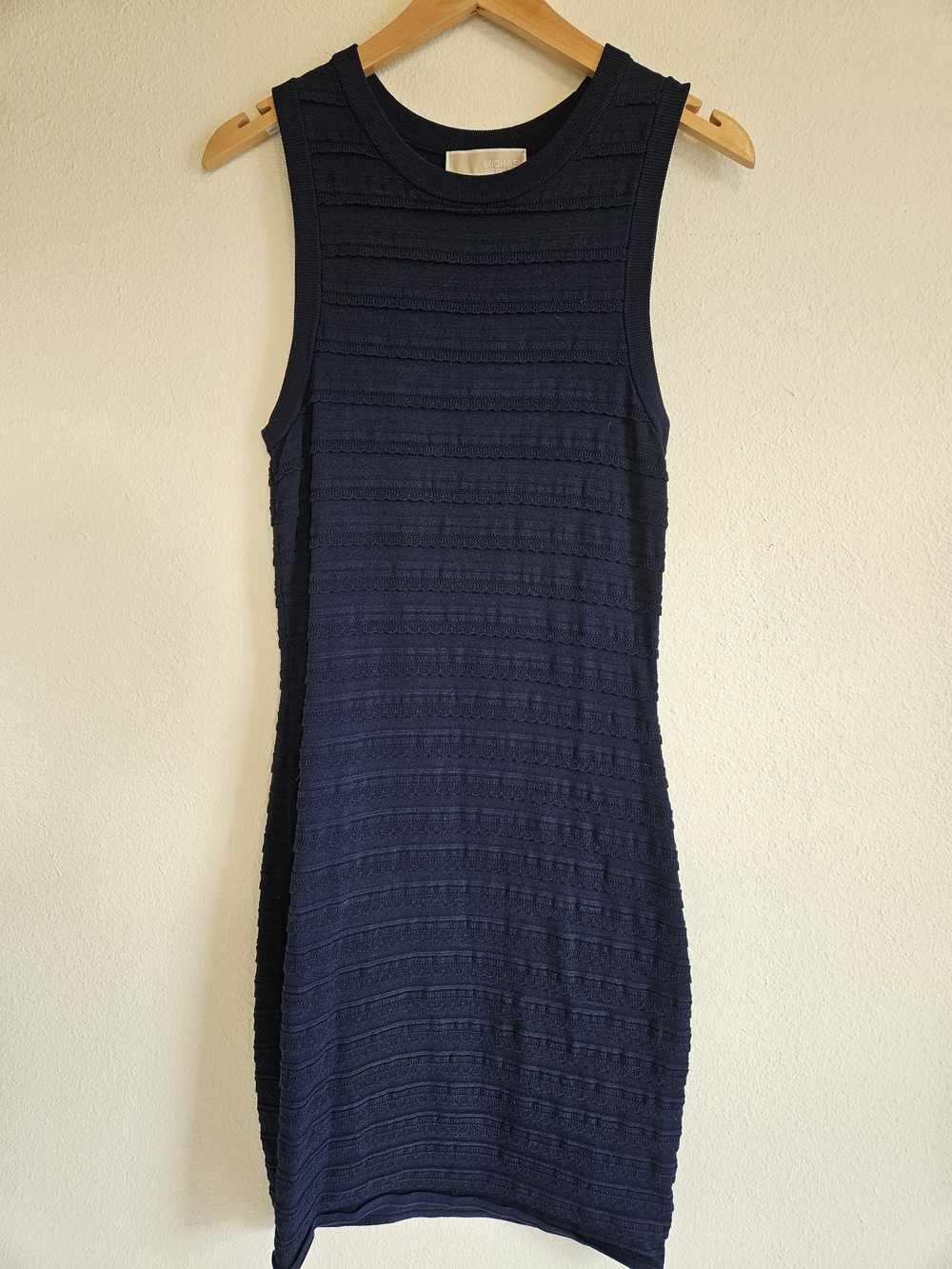 Michael Kors Navy Sleek Textured Sleeveless Dress